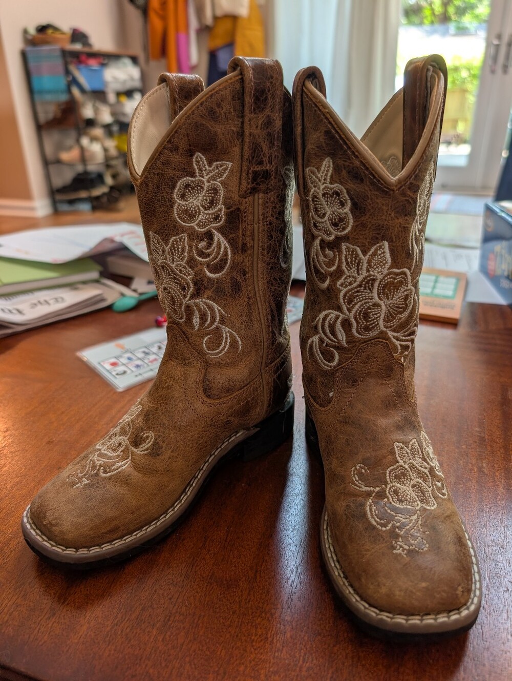 Girl's Leather Embroidered Cowboy Boots